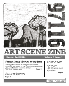 Front Cover of 97116 Art Scene Zine with artist April Hoff's drawing. Vol 1 Issue 1